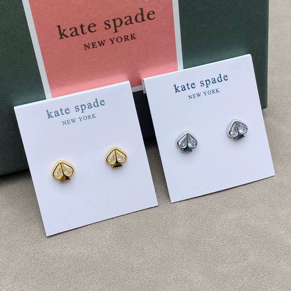 kate spade Gold Plated Heart Zircon Stud Earrings Lucky Red Chinese Zodiac